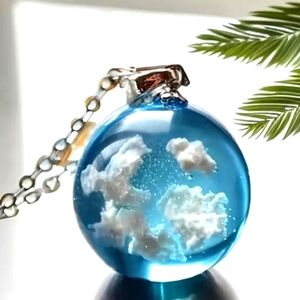 4/$15 Blue Cloud Pendant Necklace Gifts Her Him Teen